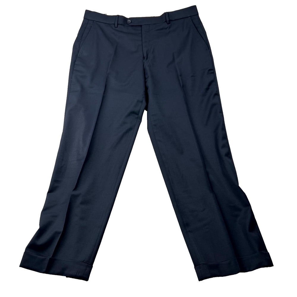 Patrick James West Coast Classic Dress Pants 38 Navy Super 120s Wool Comfort Eze